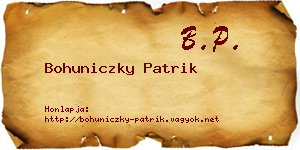 Bohuniczky Patrik névjegykártya